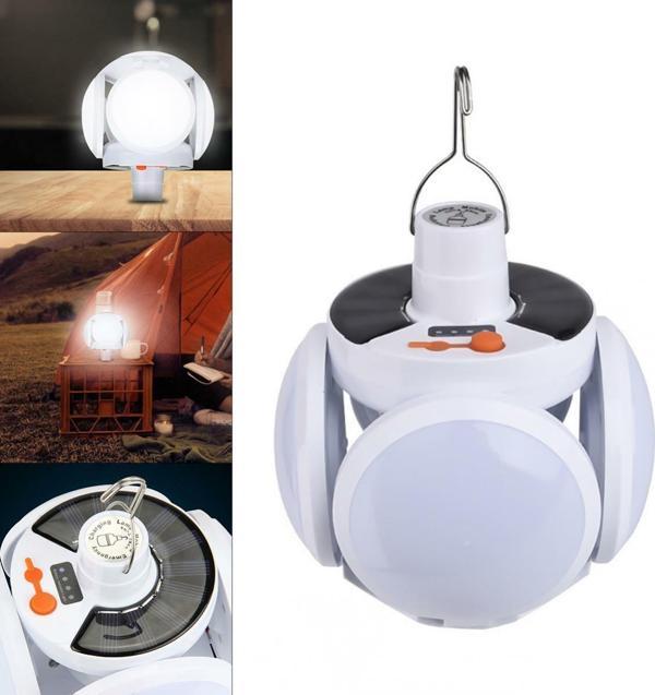 MİGHTY Solar ve Adaptör Şarj Girişli 5 Kanatlı 5 Modlu  LED IŞIK Kamp GÜNEŞ ENERJİLİ LAMBA  - Image 1