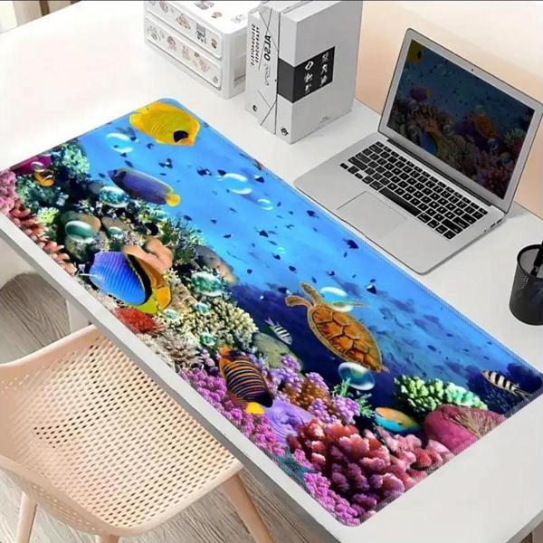 70X30 CM AKVARYUM TEMALI KAYDIRMAZ TABAN SPEED YÜZEY OYUNCU MOUSE PAD GAMİNG - Image 1