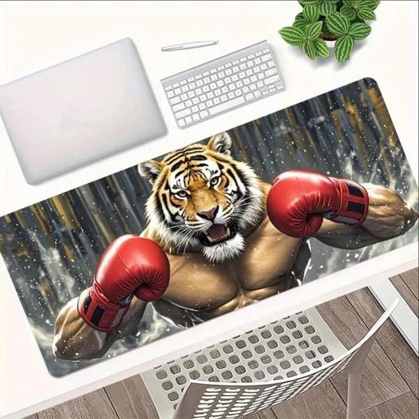 70X30 CM BOKSÖR KAPLAN TEMALI KAYDIRMAZ TABAN SPEED YÜZEY OYUNCU MOUSE PAD GAMİNG - Image 1