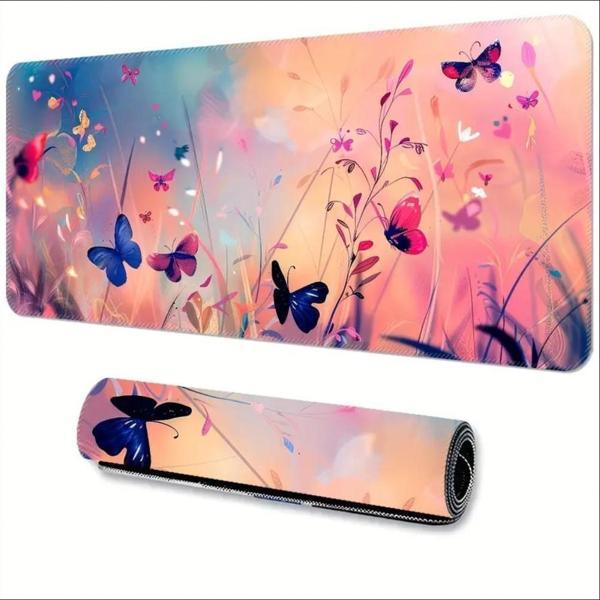 70X30 CM KELEBEKLER TEMALI KAYDIRMAZ TABAN SPEED YÜZEY OYUNCU MOUSE PAD GAMİNG - Image 1