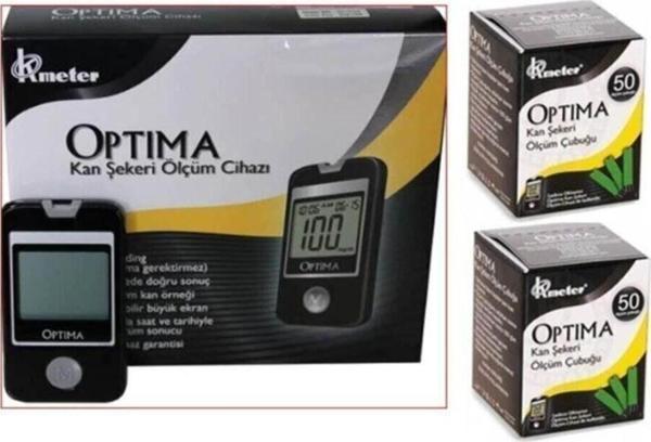 OPTİMA KAN SEKERİ ÖLÇÜM CİHAZI + 2 KUTU STRİP 100 ADET - Image 1