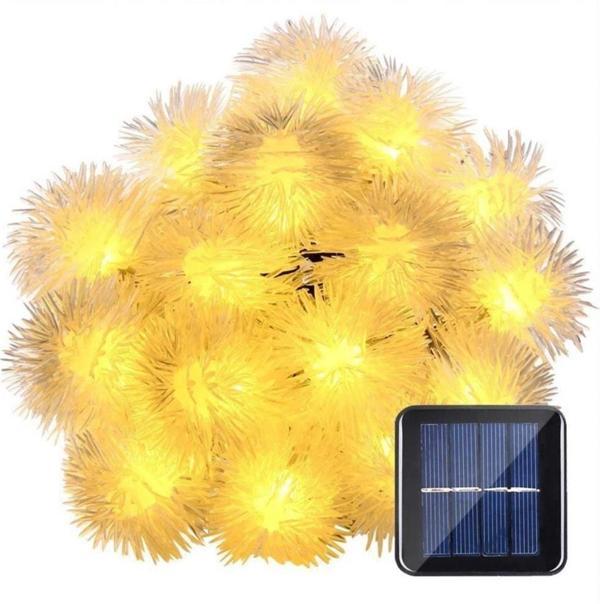 SGE TEKNOLOJİ GÜNEŞ ENERJİLİ 7 M 50 LED SARI RENKLİ KAR TANESİ SOLAR BAHÇE AYDINLATMASI LED LAMBA  - Image 1
