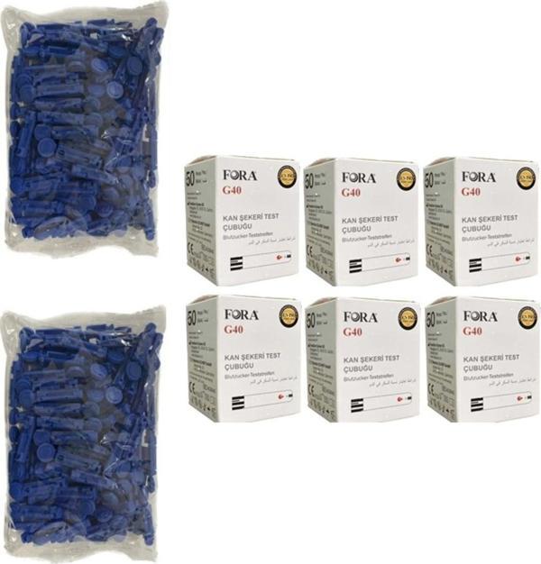 G40 6 Kutu (50X6=300) Kan Şeker Ölçüm Stripi (ÇUBUĞU) 200 Lanset Iğne - Image 1