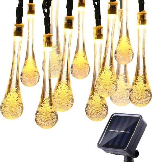 SGE TEKNOLOJİ GÜNEŞ ENERJİLİ SU DAMLASIİ  50 LED SARI RENKLİ SOLAR BAHÇE AYDINLATMASI LED LAMBA  - Image 1