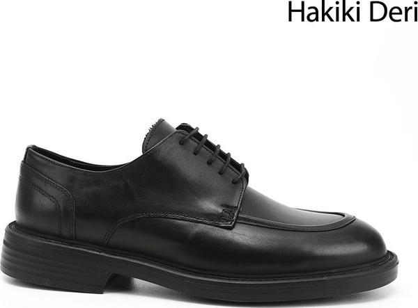 Erkek Siyah Bağcıklı Hakiki Deri Klasik Ayakkabı - Image 1