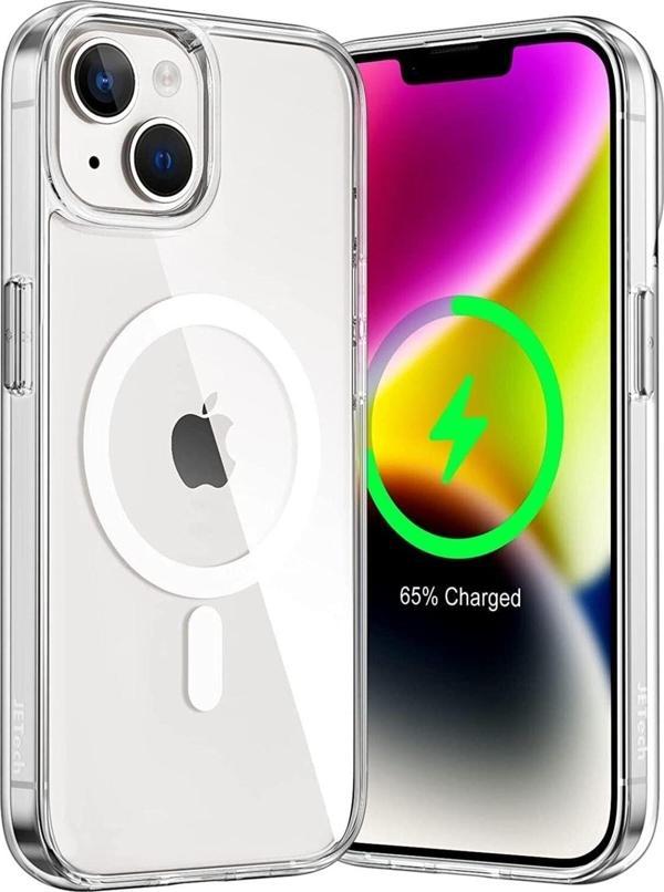 Iphone 14 Uyumlu Kılıf Magsafe Wireless Kablosuz Şarj Destekli Sararmaz Şeffaf Darbe Emici Kapak - Image 1