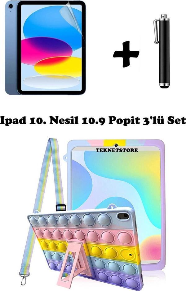Ipad 10. Nesil 10.9 2022 Uyumlu Kılıf Popit Askılı Stand Koruyucu Eğlenceli 3'lü Set A2696 - Image 1