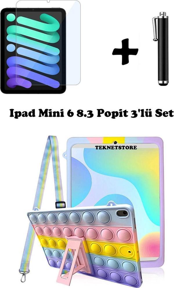 Ipad Mini 6 8.3 inç Uyumlu Kılıf Popit Askılı Stand Koruyucu Eğlenceli 3'lü Set A2567 A2568 - Image 1