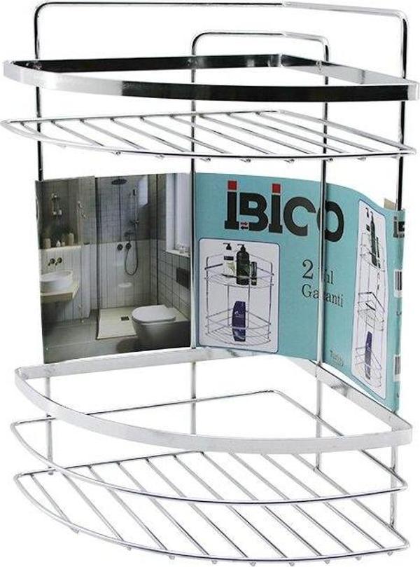 LAMALI   2 KATLI - ÜÇGEN   KROM   METAL  BANYO KÖŞELİK - DUŞKABİN RAF (2818) - Image 1