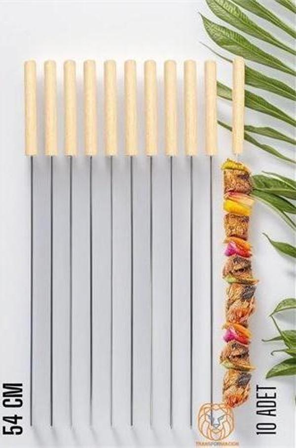 Şiş Çubuğu Mangal Şişi Ahşap Saplı Kebap Şişi   10 Adet Ahşap Saplı - Image 1