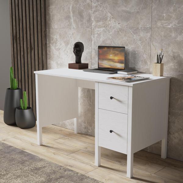 Venezia 2 Çekmece Premium Çalışma Masası - Minifiks - Wood Beyaz - Image 1