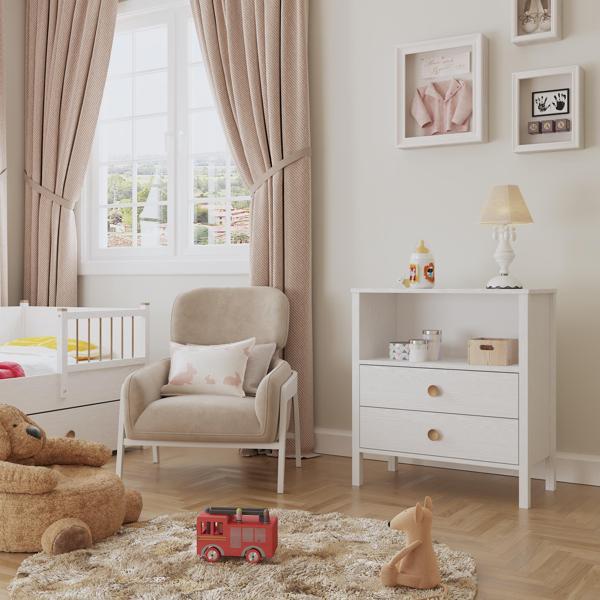 Venezia Baby 2 Çekmeceli Geniş Bölmeli Ahşap Ayaklı Şifonyer - Minifiks - Wood Beyaz - Image 1