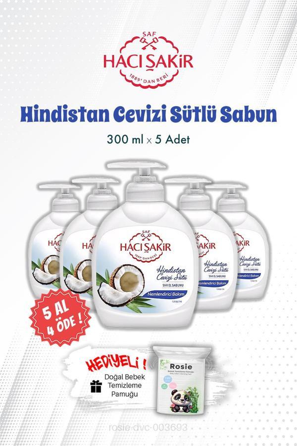 5 AL 4 ÖDE Hacı Şakir Hindistan Cevizi Sütlü Sıvı El Sabunu 300 ML ve ROSIE - Image 1