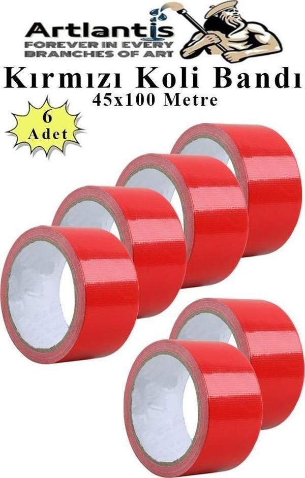 Kırmızı Koli Bantı 100 Metre 6 Adet 45mm x 100 Metre Renkli Koli Bandı Extra Güçlü Formül Akrilik Koli Bandı - Image 1