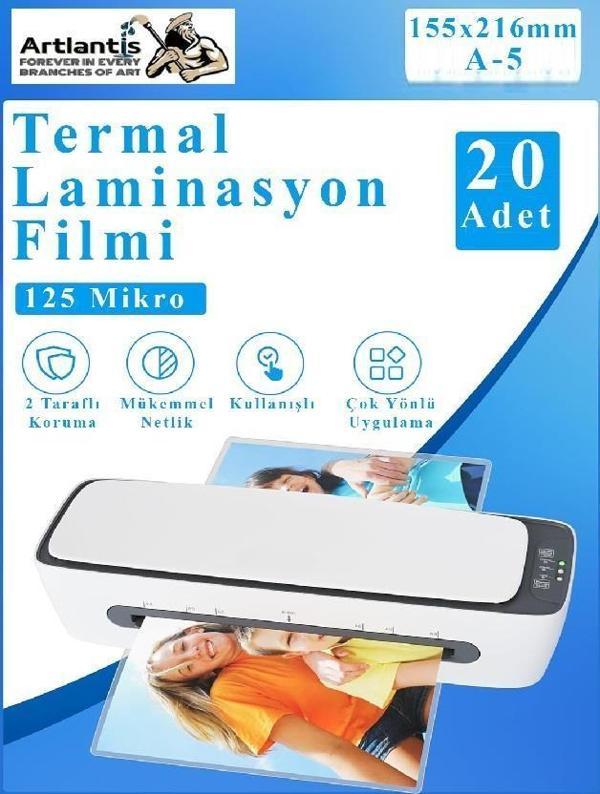Laminasyon Filmi Parlak A5 20 li 1 Paket 125 Mikron Laminasyon Kaplama Pvc Kaplama Poşeti 20 Adet - Image 1