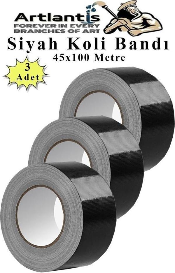 Siyah Koli Bantı 100 Metre 3 Adet 45mm x 100 Metre Renkli Koli Bandı Extra Güçlü Formül Akrilik Koli Bandı - Image 1