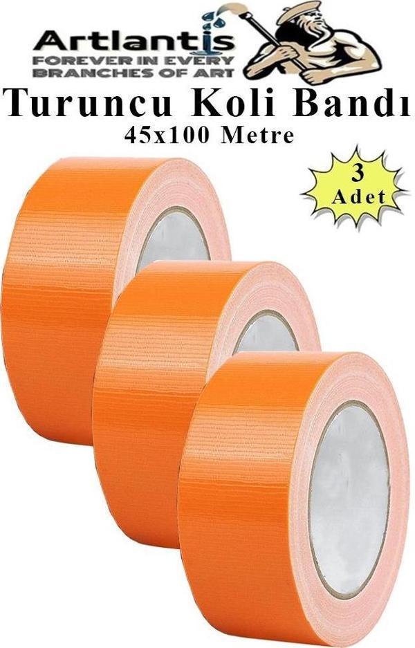 Turuncu Koli Bantı 100 Metre 3 Adet 45mm x 100 Metre Renkli Koli Bandı Extra Güçlü Formül Akrilik Koli Bandı - Image 1