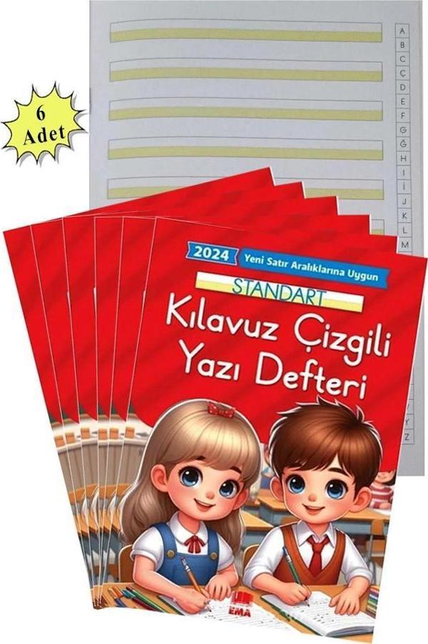Yeni Müfradat Güzel Yazı Defteri Orta Boy 16.5x24  24 Yaprak 6 Adet Standart Kılavuz Çizgili Yazı Defteri Satır Aralıkla - Image 1
