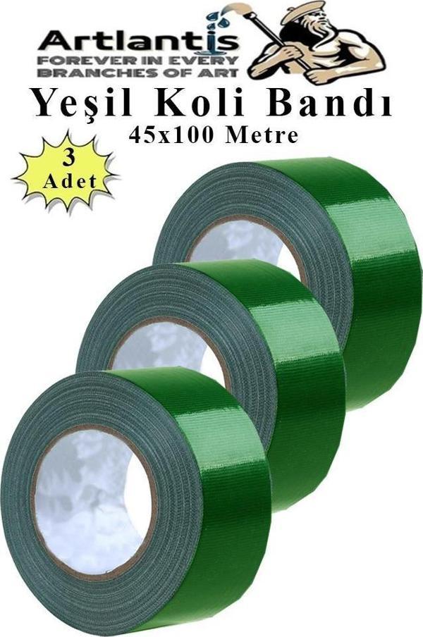 Yeşil Koli Bantı 100 Metre 3 Adet 45mm x 100 Metre Renkli Koli Bandı Extra Güçlü Formül Akrilik Koli Bandı - Image 1
