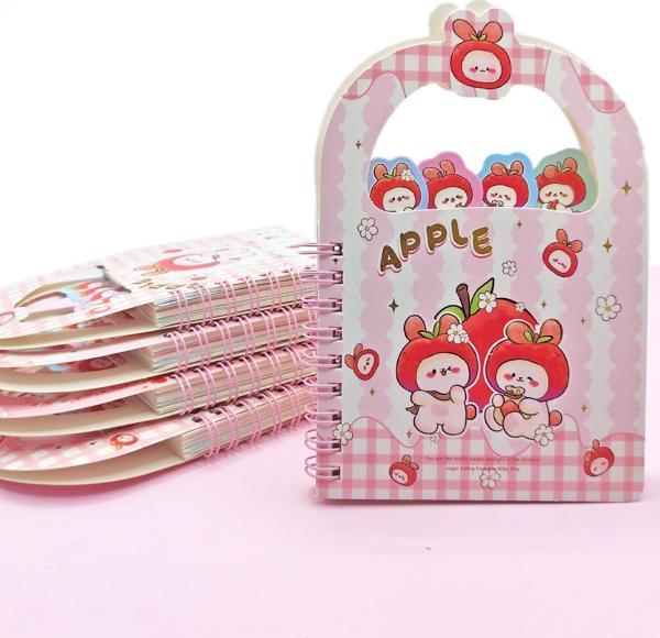 Apple Elma Tavşan Ayraçlı A6 Not Defteri (10x15 cm) - Tatlı Tavşanlar - Image 1
