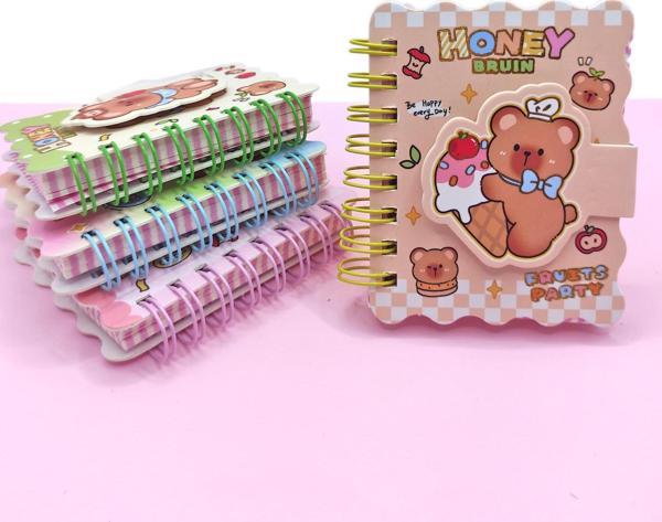 Honey Bear Cırtlı Cep Boy Sevimli Ayıcık Mini Not Defteri (7x8 cm) - Kahverengi - Image 1