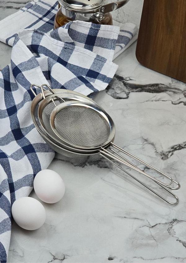 Paslanmaz Mutfak Süzgeç Seti - 3lü Sebze Makarna Süzgeci Takımı - 3 Parça, Küçük Boy - Image 1