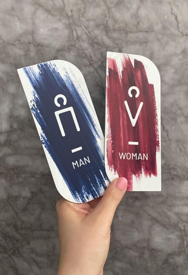 Colour Brush Serisi Kadın&Erkek WC Yönlendirme Levha Seti - Image 1