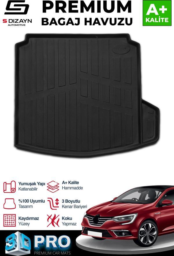 S-Dizayn Renault Megane 4 3D Pro Bagaj Havuzu Sağ Kulaklı 2016 Üzeri A+ Kalite - Image 1