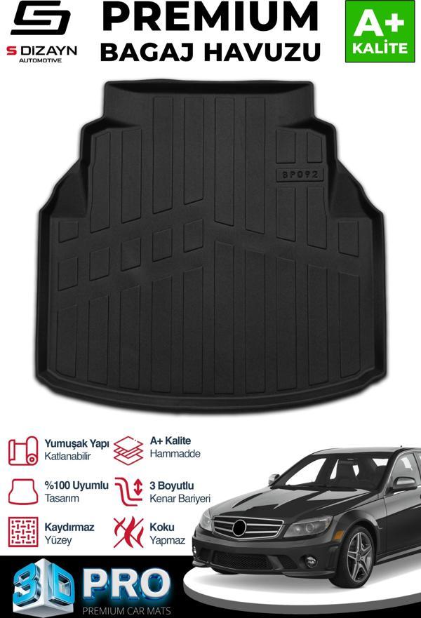 S-Dizayn Mercedes C180 W204 3D Pro Bagaj Havuzu 2007-2014 A+ Kalite - Image 1