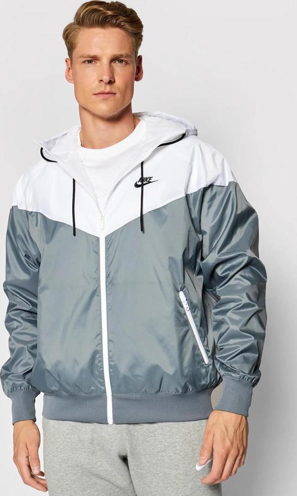 Nike Sportswear Windrunner Jacket Kapüşonlu Erkek Ceketi Beyaz Gri - Image 1