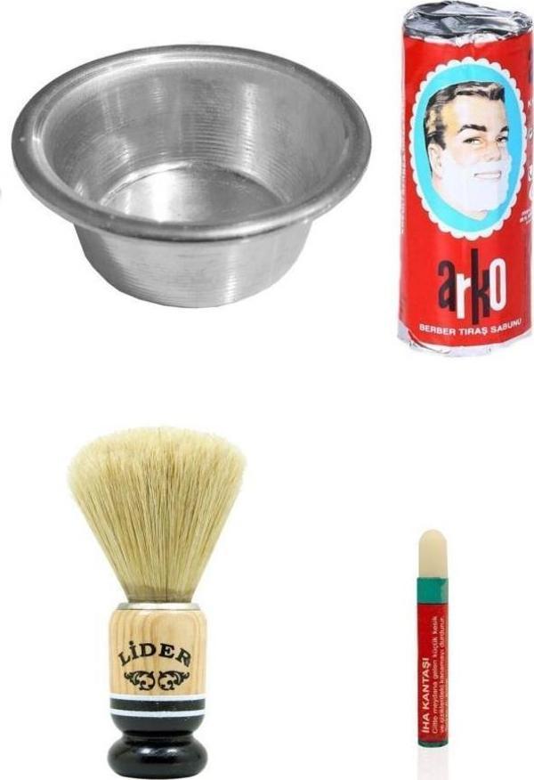 Kalem Kantaşı Hediyeli Tıraş Seti Arko Sabun Köpürtme Tası Traş Fırçası  - Image 1
