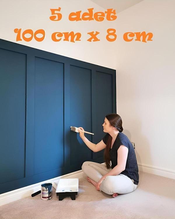 Mimes Iskandinav Duvar Çıtası 5 Adet 100 Cm X 8 Cm Dekoratif Duvar Çıtası Boyanabilir Duvar Dekoru Efsane - Image 1