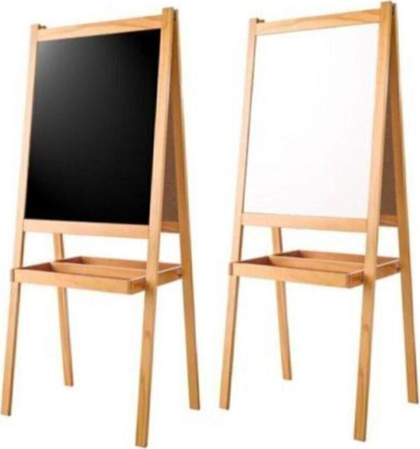 Teda Çift Taraflı Ahşap Ayaklı Çocuk Yazı Tahtası (Kalem + Silgi + Tebeşir Hediyeli) - Image 1