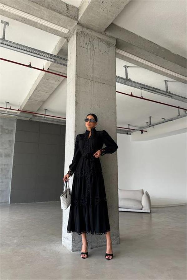 Dip Moda kadın uzun dantel detaylı tasarım elbise DPMS42110 - Image 1