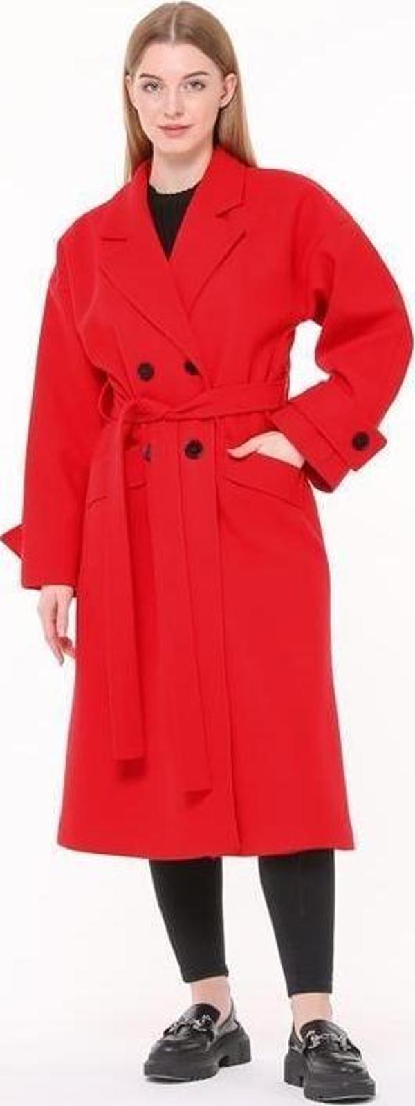 Dip Moda kadın kaşe kaban DPPLTN01 - Bordo - Image 1