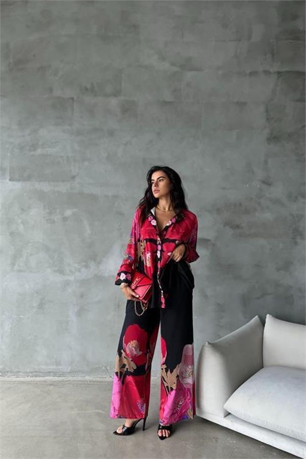 Dip Moda kadın jessica kumaş pantolon gömlek ikili takım DPMS42100 - Image 1