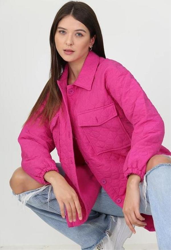Dip Moda kadın kapitone işlemeli owersize regular ceket gömlek DP10055 - Image 1
