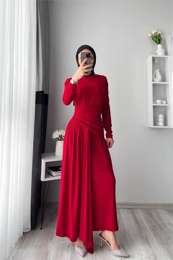 Dip Moda kadın candy kumaş tesettür elbise NMS047 - Image 1