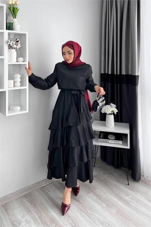 Dip Moda kadın kat kat tesettür elbise NMS051 - Image 1