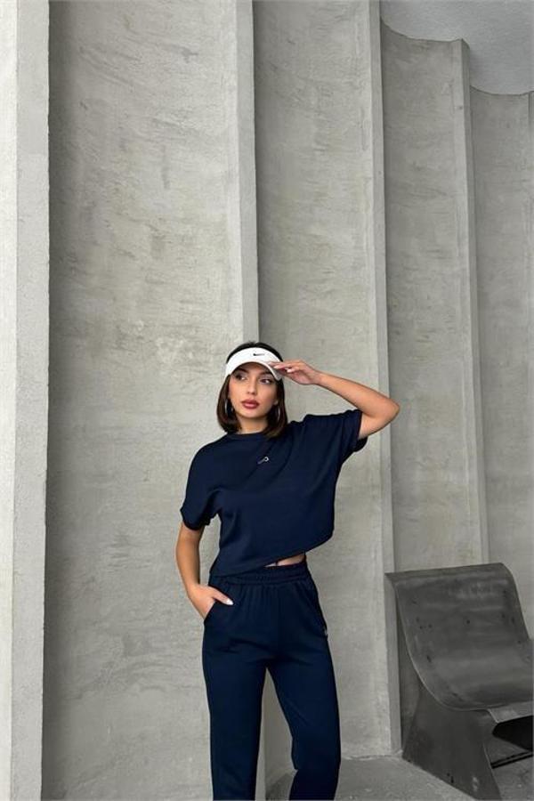 Dip Moda kadın paçası pileli modal kumaş eşofman takımı DPG074 - Image 1