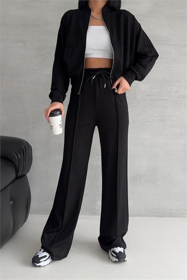 Dip Moda kadın likralı yazlık kumaş çımalı eşofman takımı DPG001 - Image 1