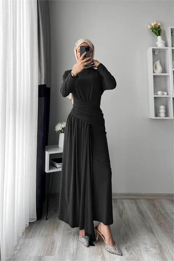 Dip Moda kadın candy kumaş tesettür elbise NMS047 - Image 1