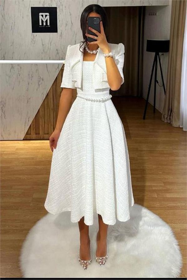 Dip Moda kadın ceketli inci detaylı tasarım elbise DPEMP2413 - Image 1