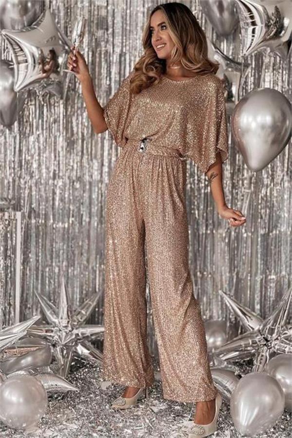 Dip Moda kadın bej kemerli tasarım tulum DPEMP2350 - Image 1