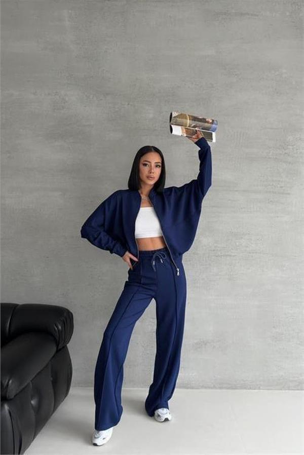 Dip Moda kadın likralı yazlık kumaş çımalı eşofman takımı DPG001 - Image 1