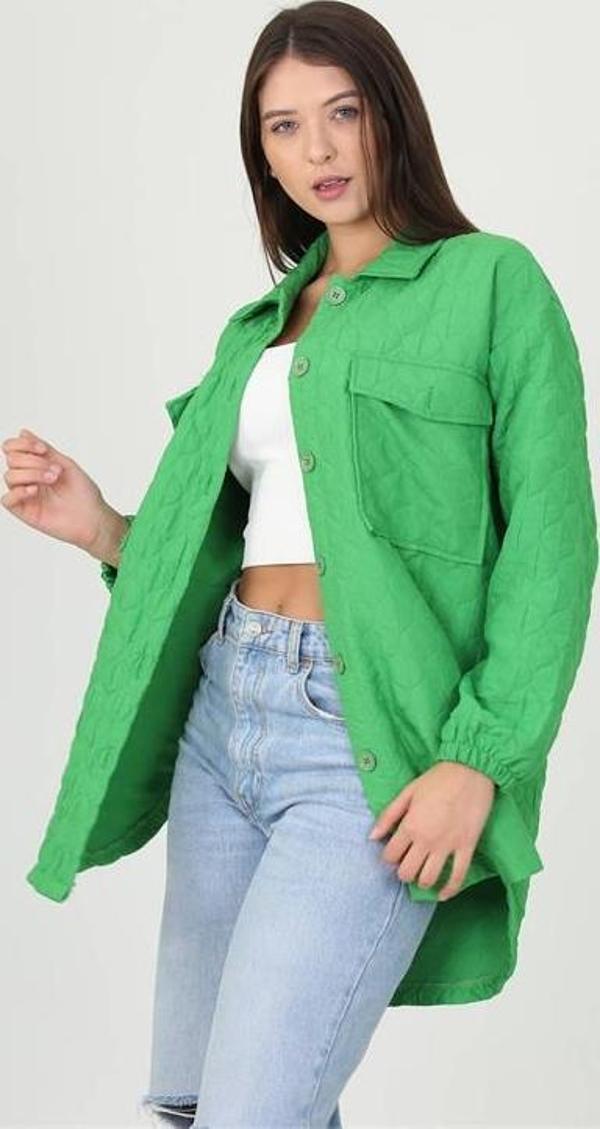 Dip Moda kadın kapitone işlemeli owersize regular ceket gömlek DP10055 - Image 1