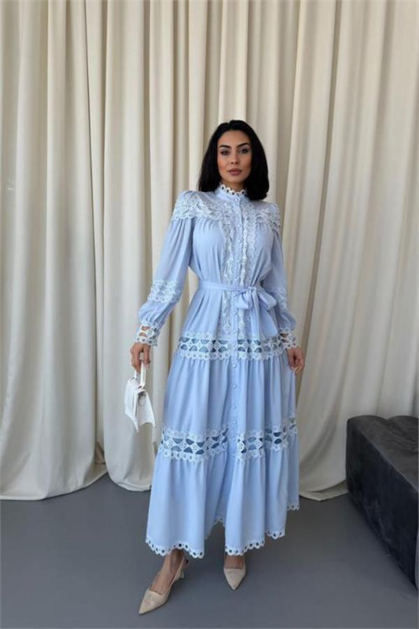 Dip Moda kadın uzun dantel detaylı tasarım elbise DPMS42110 - Image 1