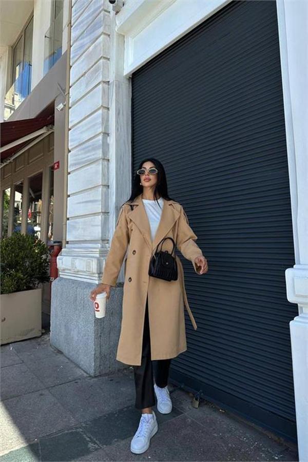 Dip Moda kadın camel zra mevsimlik trençkot DPMYLK20 - Image 1