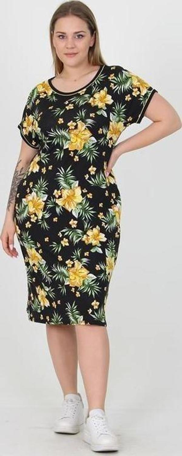 Dip Moda kadın viskon çiçek desenli büyük beden yazlık elbise AYSL30 - Image 1