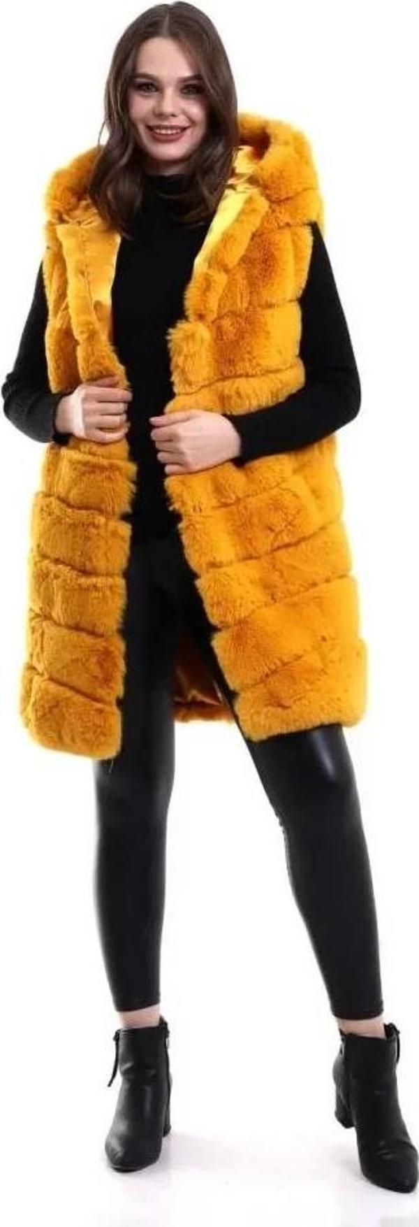 Reks Kapüşonlu Yelek - Sarı - Image 1